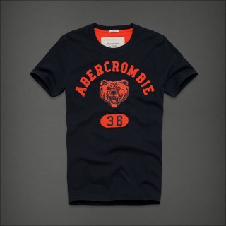 Af abercronbie fitch เสื้อคอกลม แขนสั้น ผ้าฝ้าย พิมพ์ลายสุนัข ทรงหลวม ใส่สบาย