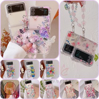 เคสซิลิโคน TPU แบบนิ่ม ลายดอกไม้น่ารัก กันกระแทก สําหรับ Samsung Galaxy Z Flip 3 Z Flip 4