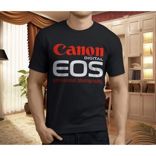 ย้อนยุค{พร้อมส่ง Xs-6xl} เสื้อยืดแขนสั้น พิมพ์ลายกล้อง Canon Eos สีดํา พลัสไซซ์ ของขวัญวันเกิด สําหรับผู้ชายS-5XL