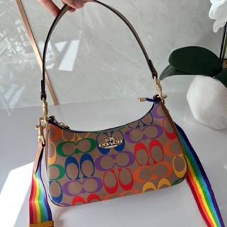 COACH CA176 Teri Shoulder Bag In Rainbow Signature Canvas