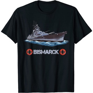 เสื้อยืดแขนสั้นลําลอง พิมพ์ลาย World War II German Navy Otto von Bismarck warship แฟชั่นสําหรับผู้ชาย