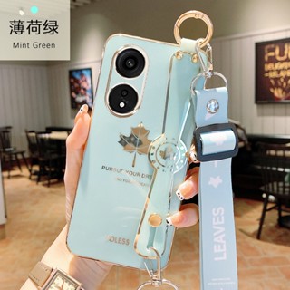 พร้อมส่ง เคสโทรศัพท์ซิลิโคน แบบนิ่ม พิมพ์ลายใบเมเปิ้ล มีสายคล้อง สําหรับ OPPO Reno8 T 8Z 7Z Pro A78 A77S A57 A17 4G 5G