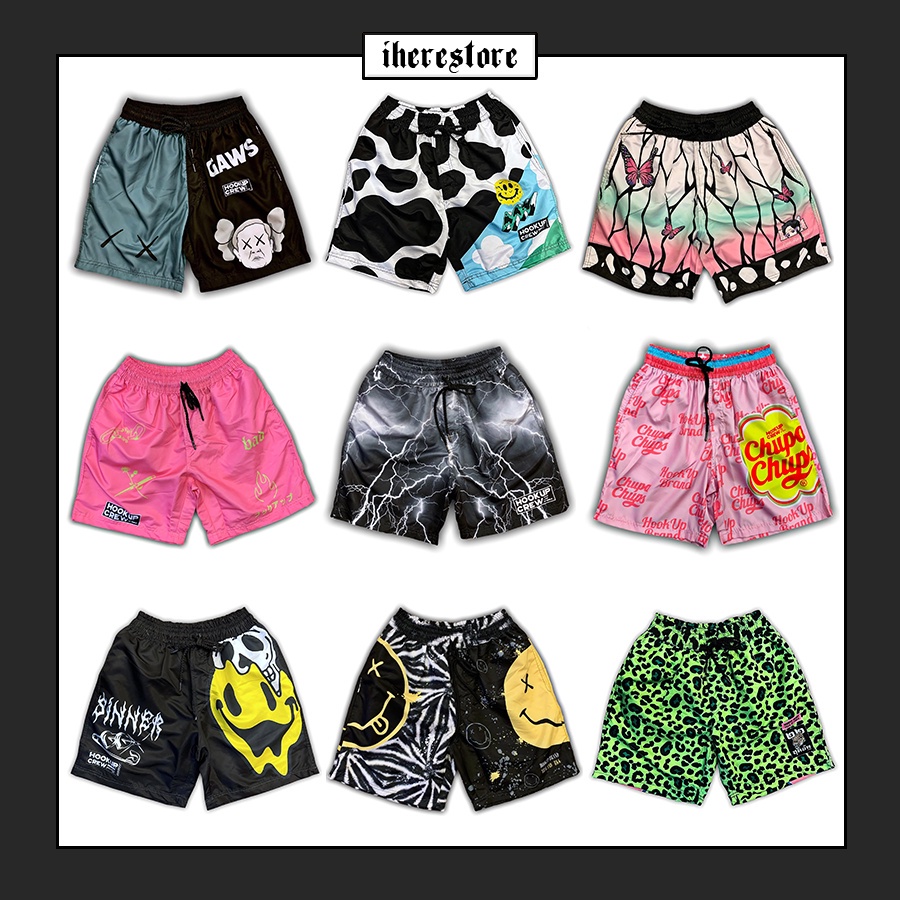กางเกงขาสั้นพิมพ์ลาย 25 แบบ By HuakBrand 100% แมทได้หลายแนว กางเกงขาสั้น กางเกงแฟชั่นผู้ชาย เอวยางยืด L XL