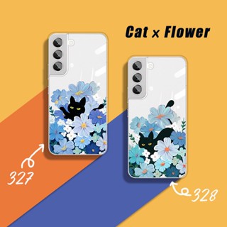 เคสซิลิโคนนิ่ม ลายดอกไม้ แมวน่ารัก สําหรับ Samsung A14 A04s A53 A23 A52s A33 M23 M53 A73 A12 A13 M12 A22 M22 A50 A32 A50s A30s A51 A52 A72 5G