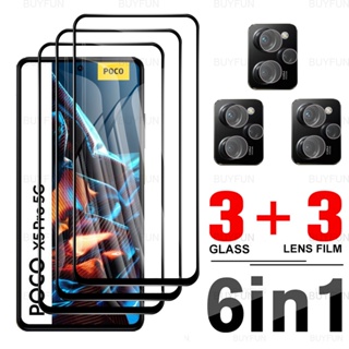 6in1 ฟิล์มกระจกนิรภัยกันรอยหน้าจอ เลนส์กล้อง สําหรับ Xiaomi Poco X5 Pro Xiomi Poko Poxo Pocophone X5 X5Pro 5G