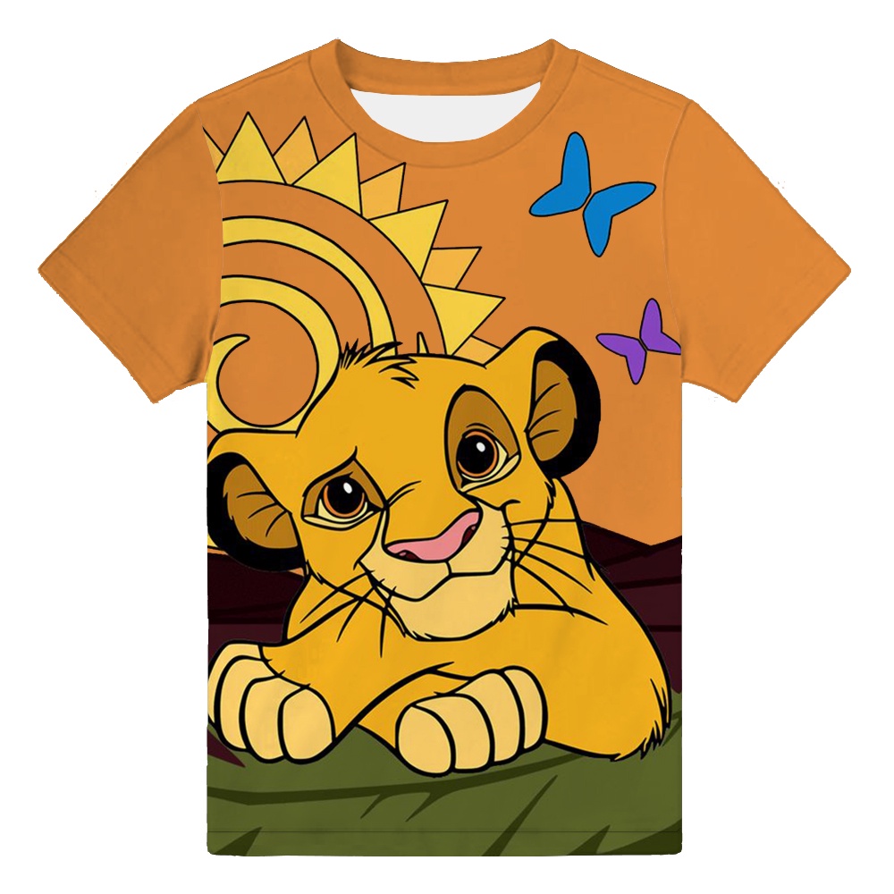เด็ก Kawaii Simba รูปแบบ 3D พิมพ์เสื้อยืดฤดูร้อนใหม่ Tees ทุกวันแฟชั่นการ์ตูน Lion King เสื้อยืดเด็ก