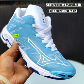 Mizuno 7 Mid Voly รองเท้ากีฬา รองเท้าแบดมินตัน สําหรับผู้ชาย ผู้หญิง