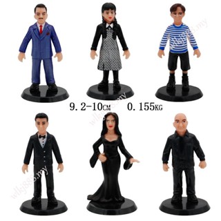 โมเดลฟิกเกอร์ อนิเมะ The Addams Family Wednesday Addams uncle fester gomez Articulado ของเล่นสําหรับเด็ก 6 ชิ้น ต่อชุด