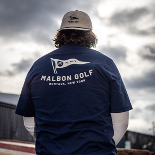 เสื้อยืดแขนสั้นลําลอง พิมพ์ลาย MALBON GOLF MONOGRAM ทรงหลวม สําหรับผู้ชาย