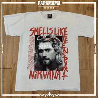 [ NIRVANA ] Smells Like Teen Spirit Kurt Cobain เสื้่อวง เสื้อร๊อค เนอร์วาน่า เสื้อวินเทจ papamama vintage