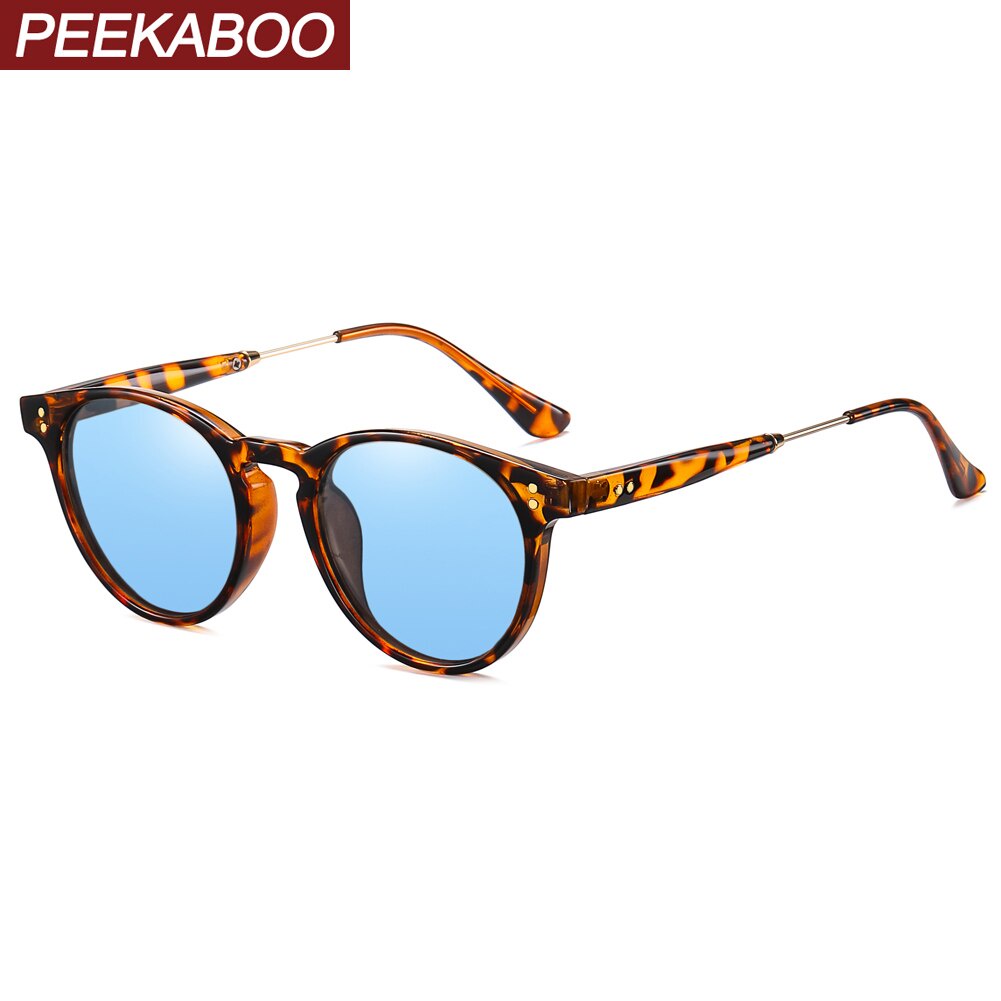 91c Peekaboo สีฟ้าสีเหลืองรอบแว่นตากันแดด Polarized ชายครึ่งโลหะ TR90แฟชั่นแว่นตากันแดดสำหรับผู้หญิง Uv400สไต w7b