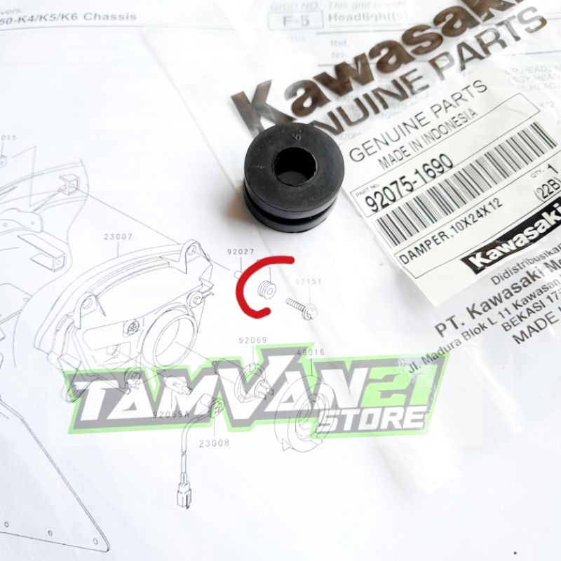 1 PAIR OF RUBBER DAMPERS สําหรับ NINJA RR OLD ZX 92975-1690 LAMP REPLLER (4.4B)