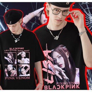 2023เสื้อยืดโอเวอร์ไซส์เสื้อ blackpink album pink venom Lisa แบล็คพิ้ง Jisoo Jennie Rose เสื้อยืดสไตล์เกาหลี เสื้อผ้าแฟช