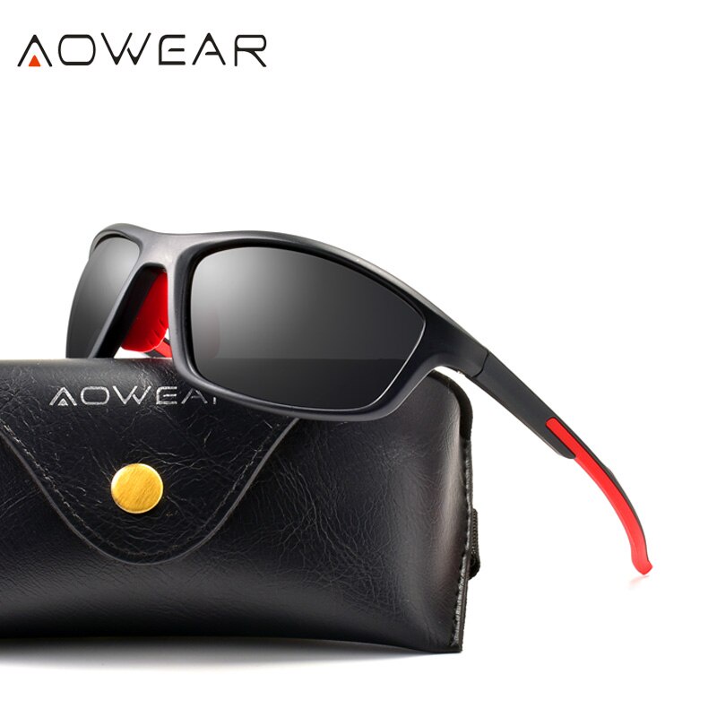 4bo AOWEAR Polarized กีฬากลางแจ้งแว่นตาผู้ชายกระเป๋าเดินทางแฟชั่นแว่นตากันแดดชาย HD Anti-Glare ตกปลาขี่จักรยา hjo