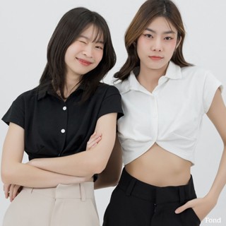 Fond - เสื้อครอป ผ้ายืด คอปก เนื้อผ้าหนานุ่ม ใส่สบาย S30
