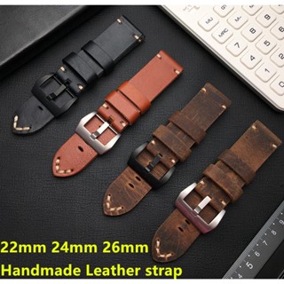 22 24 26 mm. สายนาฬิกา แบบสายหนัง สไตล์วินเทจ ปลายสายแบบบัคเคิลล็อก ใช้สำหรับ Panerai