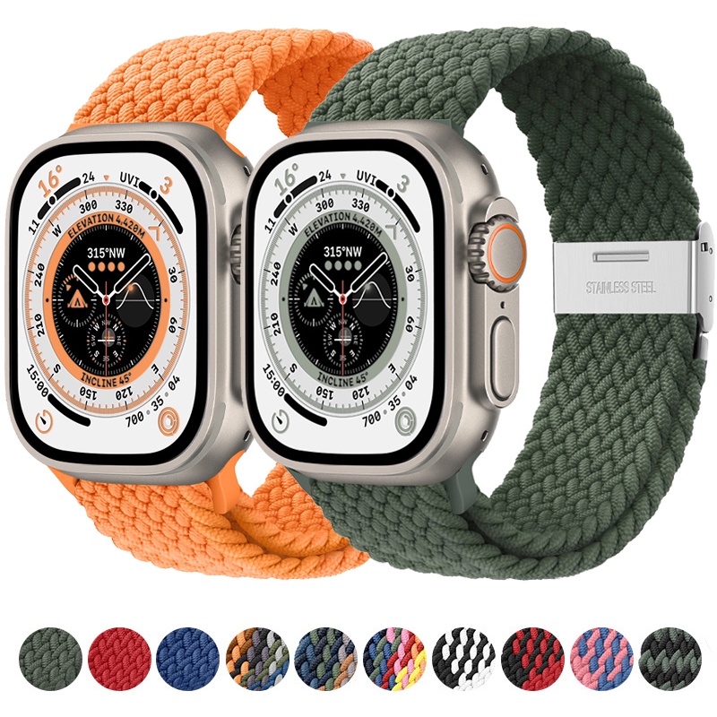 สายนาฬิกาข้อมือไนล่อนถัก สําหรับ Apple Watch series 9 8 Ultra2 49 มม. 45 มม. 44 มม. 40 มม. 42 มม. IWatch 7 6 SE 5 4 3 3 41 มม. 38 มม.
