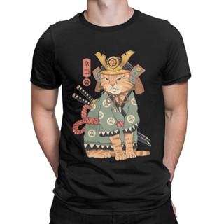 [100% Cotton]เสื้อยืด ผ้าฝ้ายแท้ พิมพ์ลายแมว Neko Samurai Catana Cats Samurai Tattoo Yakuza Katana สไตล์ญี่ปุ่น วิน_02