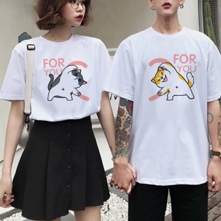 เสื้อยืด ผ้าฝ้าย พิมพ์ลาย Love for You Cat and Dog สไตล์ฮาราจูกุ สําหรับผู้ชาย และผู้หญิง