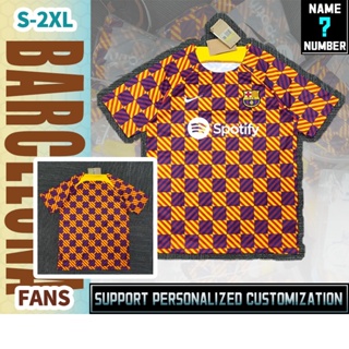 เสื้อกีฬาแขนสั้น ลายทีมชาติฟุตบอล Barcelona 23-24 ชุดเยือน ไซซ์ S-2XL พร้อมส่ง