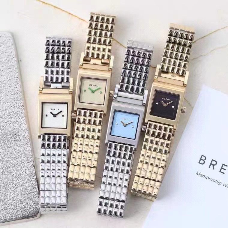 (($Most Popular $) Daigou BREDA นาฬิกาข้อมือควอตซ์แฟชั่น หน้าปัดสี่เหลี่ยม ขนาดเล็ก สไตล์เรโทร สําหร