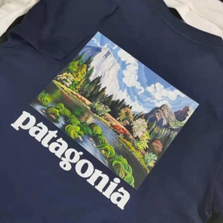 เสื้อยืดแขนสั้นผ้าฝ้ายพิมพ์ลาย Patagonia Bata Retro ทรงหลวม