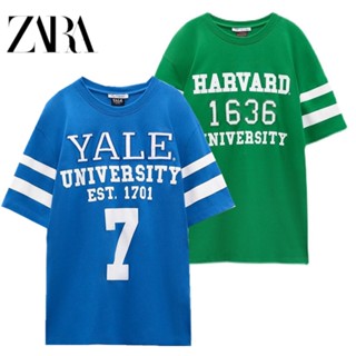 Zara ใหม่ เสื้อยืดคอกลม Harvard 5643331 5643330