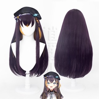 Misscoo Vtuber NIJISANJI Cospaly OBSYDIA Petra Gurin วิกผมคอสเพลย์ ยาว สีม่วงเข้ม สีเทา พร้อมถักเปีย ทนความร้อน