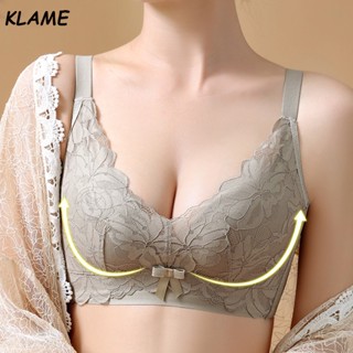 Klame บราเซียร์ คอวี ยางพารา เซ็กซี่ คัพ AC ลูกไม้ บราเล็ตต์ สําหรับผู้หญิง หน้าอกเล็ก โชว์ชุดชั้นใน ดันทรง ใหญ่ ไม่มีโครงเหล็ก สวยหรู ด้านหลัง ชุดชั้นในหญิง KLM192