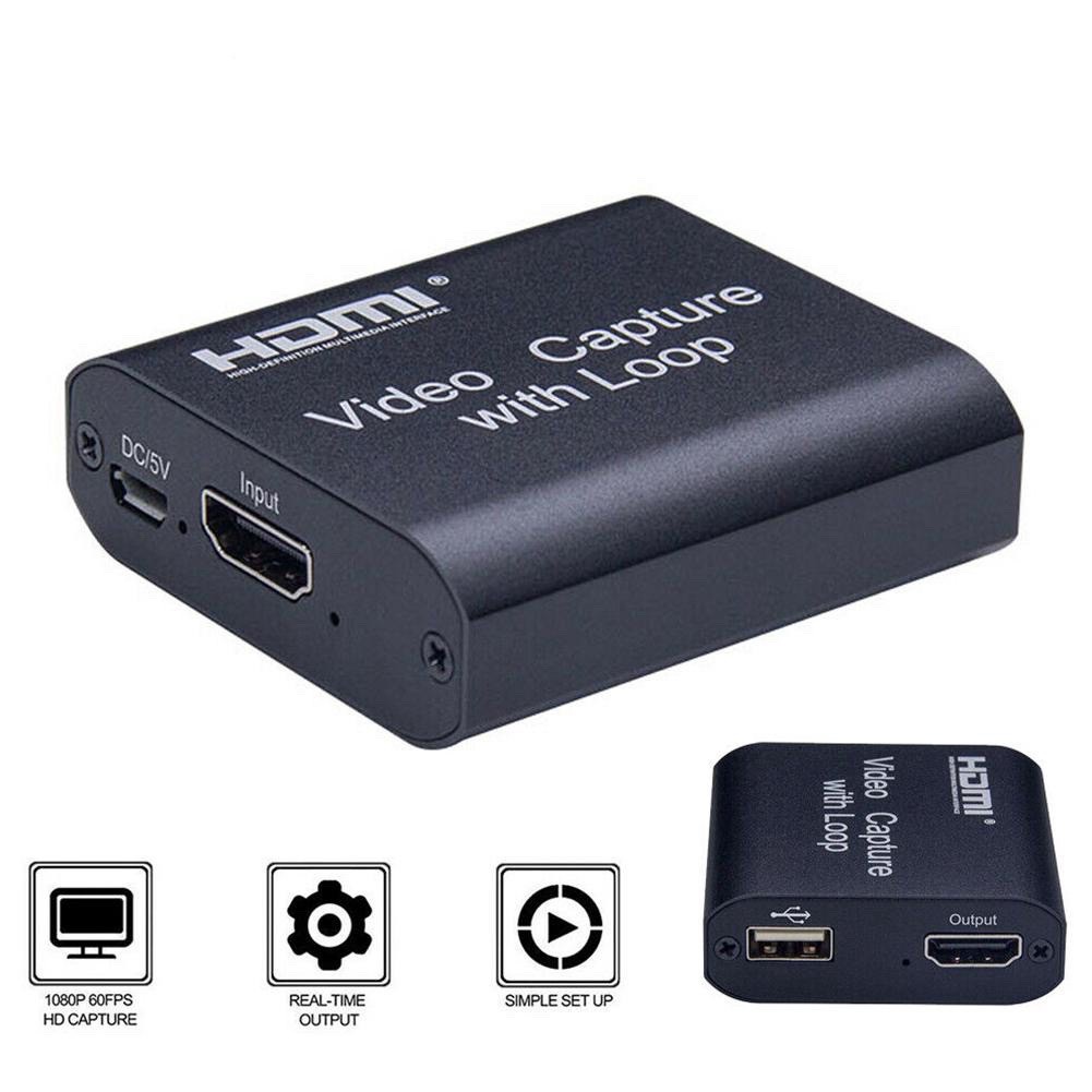HDMI Capture Card USB 2.0 to HDMI สามารถบันทึกวิดีโอและเสียงจากอุปกรณ์ต่างๆได้ 1080P/60FPS HD Video