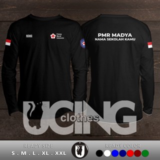 เสื้อยืดแขนยาว พิมพ์ลาย Pmr MADYA PMI Free Your Name And School Name สําหรับผู้ชาย