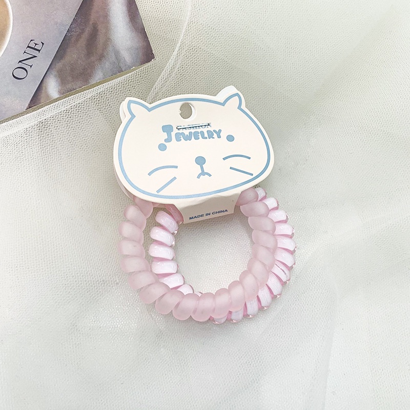 2 ชิ้น ผู้หญิง ใหม่ ยางรัดผม ในการ์ด สีลูกกวาด ใส ฝ้า โทรศัพท์ ลวด ยางรัดผม ที่เรียบง่าย และไร้รอยต่อ สายหนัง เชือกคาดศีรษะ เครื่องประดับผม