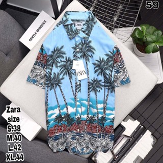 เสื้อเชิ้ตแขนสั้นผู้ชาย Za-r-a เาื้อาวาย เหมาะสำหรับไปทะเล ใส่อากาศร้อนๆ ทรงสวย เนื้อผ้าดี สวมใส่สบาย