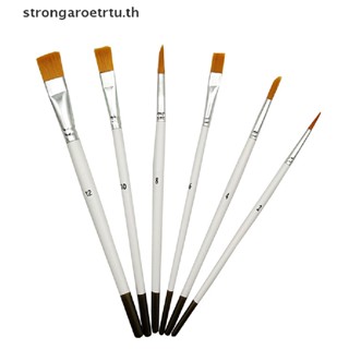 Strongaroetrtu ชุดแปรงปากกาสีน้ํา และแปรงน้ํามัน ไนล่อน สีขาว 6 ชิ้น