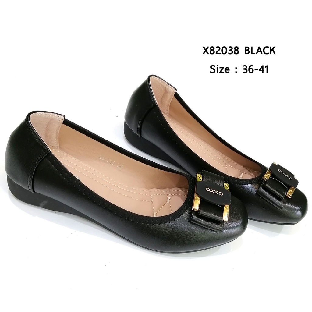 OXXO รองเท้าคัทชู เพื่อสุขภาพ แฟชั่น ประดับอะไหล่ oxxo หญิง ใส่ทำงาน  หนังพียูนิ่ม พี้นนุ่ม x82038