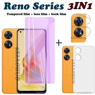 3-in-1 กระจกนิรภัยกันรอยหน้าจอ แบบเต็มจอ สําหรับ OPPO Reno 8T 8Z 7Z 6Z 5G Reno 8 7 Pro 5G