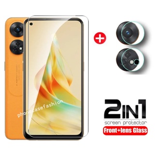 2in1 กระจกนิรภัยสําหรับ OPPO A60 A98 A79 reno8 T Reno 8 8T 4G 5G 2023 คลุมทั้งหมด clear Screen Protector เลนส์กล้องป้องกันฟิล์ม