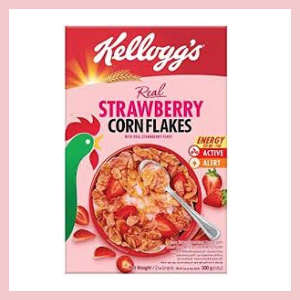 ซีเรียล คอนเฟลก รสสตอเบอรี่ Kellogs Strawberry Corn Flakes 180g -ข้าวโพดฟลักซ์ตราเคลล็อกส์ รสสตรอว์เ