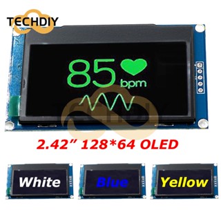 โมดูลจอแสดงผล OLED 2.42 นิ้ว 128*64 2.42&amp;quot; หน้าจอแสดงผล LCD 4 Pin SSD1309 128X64 IIC I2C สําหรับ Arduino STM32 สีขาว สีเหลือง สีฟ้า