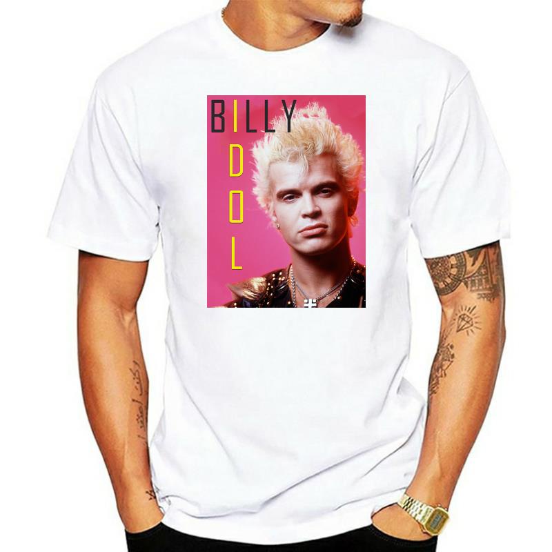 เสื้อเบลาส์ เสื้อยืดผู้ชายวินเทจการ์ตูน ยืด ผ้าฝ้าย  Billy Idol 80's Icon Rock Star พลัสไซซ์ สไตล์วินเทจ สําหรับผู้_04