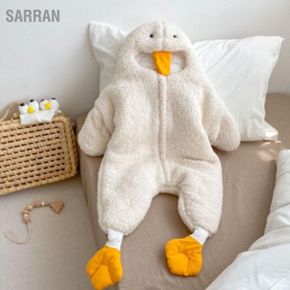  SARRAN Onesie ห่านขาวสไตล์น่ารักอบอุ่นปฏิบัติขนสัตว์โพลีเอสเตอร์ Jumpsuit เป็นมิตรกับผิวหนังเด็กวัยหัดเดินสำหรับฤดูหนาว