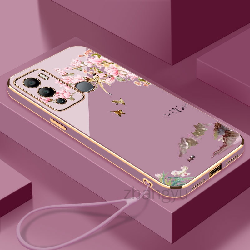ปลอก INFINIX HOT 12 HOT 12i HOT 12 PLAY X6817 เคสโทรศัพท์ TPU นกภูมิทัศน์ไฟฟ้าเคสป้องกันบางเฉียบขอบตรงกันกระแทกเคสโทรศัพท์แบบนิ่มล่าสุด