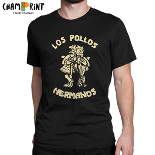 เสื้อยืดคอกลม แขนสั้น ผ้าฝ้าย 100% พิมพ์ลายไก่ Los Pollos Hermanos สไตล์วินเทจ สําหรับผู้ชาย