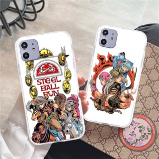 เคสโทรศัพท์มือถือ TPU ใส กันกระแทก ลาย Jojo Steel Ball Run สําหรับ IPhone 14 11 12 13Promax Pro 7Plus 8Plus X XR XSMAX 11Pro 12Pro 13Pro QMY