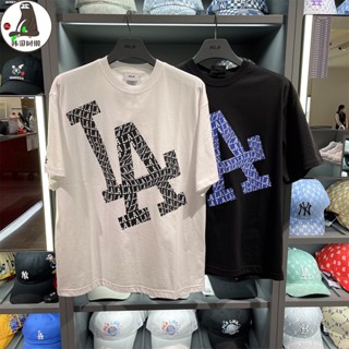 Mlb เสื้อยืดคอกลม แขนสั้น ลายดอกไม้ NY โลโก้ใหญ่ ทรงหลวม สําหรับคู่รัก