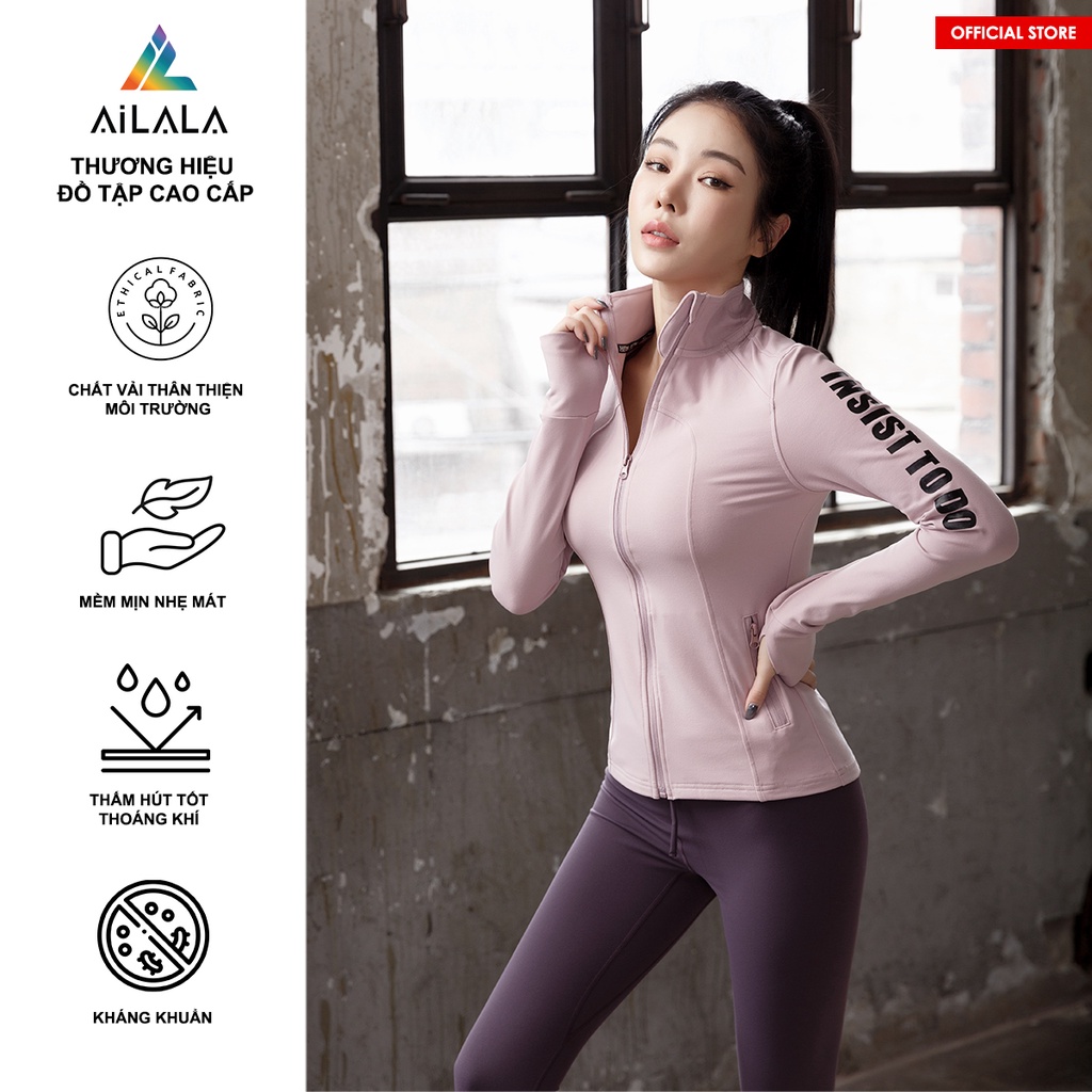 AAILALA AK123 เสื้อแจ็คเก็ตกีฬาผู้หญิง เสื้อแจ็คเก็ตมีซิป กระเป๋าสองข้าง วัสดุระบายอากาศคุณภาพสูง