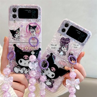 เคสโทรศัพท์มือถือแบบนิ่ม กันกระแทก ลายการ์ตูนคุโลมิน่ารัก พร้อมที่ตั้งวาง และสายโซ่คล้อง สําหรับ Samsung Galaxy Z Flip 4 5G Z Flip 3