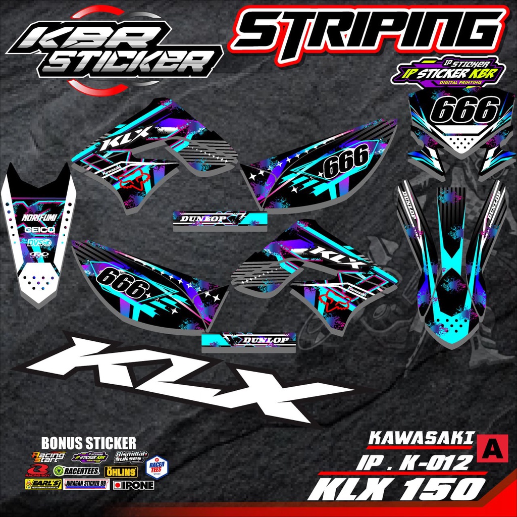 HIJAU Striping Klx Bf 150 Extreme KLX G สีเขียวต้นฉบับ - สติ๊กเกอร์รถจักรยานยนต์ Kawasaki Variation Klx Bf Klx Extreme 150 Semi Full Body ฟรีเคลือบ
