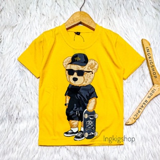 Teddy Bear T-Shirt Boys Girls Cotton 30s Yellow Color_02