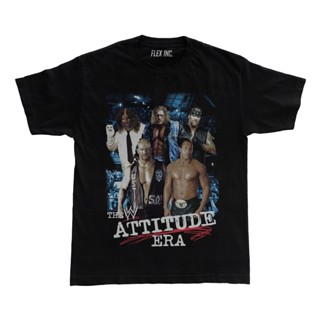 เสื้อยืด พิมพ์ลายหิน WWE WWF Attitude Era Stone Cold The Rock แบบยืดหยุ่น สําหรับผู้ชาย